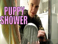 Puppy Training - Shower With Owner Ends With Facial Cumshot