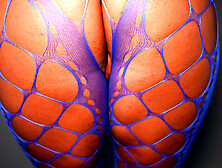Blue Fishnet Booty Fucked And Creampied