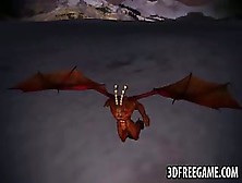 3D Babe Gets Fucked Hard Outdoors By A Winged Demon