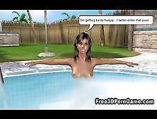 3D Cartoon T-Girl Fucks Two Ebony Hotties