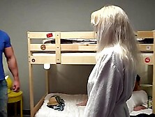 Fake Hostel Petite Backbacker Babe Fucks An Absolute Unit In Threesome