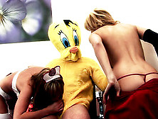 Kinky Threesome With A Bird Dude? And Paige Ashley & Antonia Deona