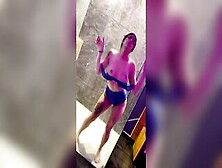 Arab Doing Striptease Inside A Hotel Wc