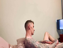 Hot Tattooed Guy Gives Self Blowjob And Eats His Own Cum