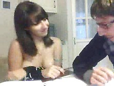 Adorable Teen Flashes Tits During Homework Webchat