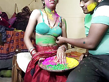 First Time Holi Celebrate With Beautiful Indian Bhabhi