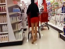 Red Shorts Chick At Supermarket