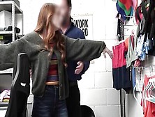 Redhead Girl Was Caught Stealing So She'll Have To Bang The Mall Cop