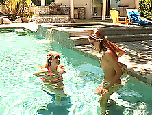 Lesbian Babes Kissing In The Pool End Up Eating Out Each Other
