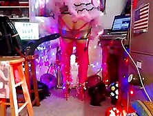 Shiny Pink Pvc Thigh-High Boots And Pink Sissy Tutu To Tease My Black Daddy Tre's Bb12"nc