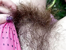 Super Hairy Pussy In Panties Closeup Outdoor