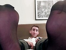 Friends In Sheer Socks Masturbate Together And Enjoy Gay Cum Explosion