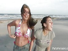Hot Babes Flash Their Tits On The Beach