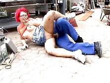 Redhead Milf With Open Pussy Indulges In Outdoor Fucking Outside Taking A Break From Work