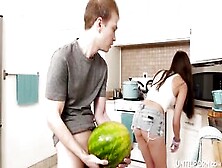 My Stepsister Catches Me Fucking A Watermelon And Then She