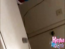 Ebony Teen Kiesha Teases In The Bathroom