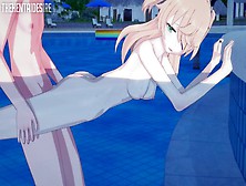 Fischl Plowed In The Pool Cartoon Genshin Impact