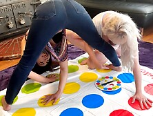 Strip Twister In The Living Room Involving Horny Lesbians