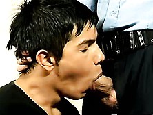 Young Hunk Sucking On A Police Officer's Cock