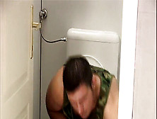 Male Rob Nelson Gets Nailed In The Barracks Restroom