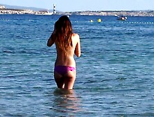 Thin Girl Topless Voyeur Beach