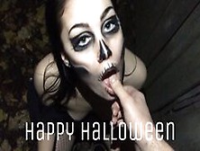 Spooky Slut Skull Fucked And Railed Hard Outside