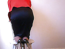 Pencil Skirt And Seamed Stockings