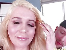 Brassy Blonde Ts Gracie Jane Blowjob Lips Sucks Gigantic Cock
