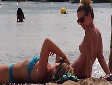 Athletic Topless Babe In Thong Filmed With Her Tits Out In Public