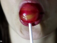 Teasing With A Lollipop.  Perfect Blowjob