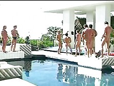 Muscle Guys Jerking Aroung Poolside