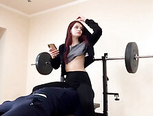 Fullweight Ignore Facesitting In Black Yoga Pants With Red-Head Mistress Sofi