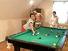 Fantastic Threesome With Angela And Lily On A Billiard Table