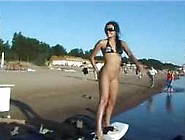 Model Nude Photoshoot On Public Beach