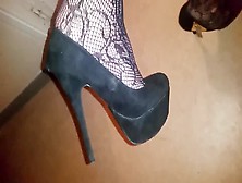 Naughty Chick In Sexy Stockings Enjoying Her Shoe Fetish More Than Ever