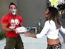 Muscular Buddy Gets Retribution On Babe Who Spoiled His Cake