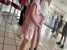 Cute Mall Girl With Butt Hanging Out