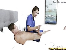 Beauty Nurse Natalie Porkman Choking On Her Stepbrothers Cock