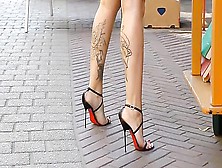 Sexy Summer - Short Haired German Wearing Dress And High Heel Shoes On Her Pretty Feet