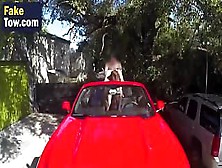 Horny Brunette Hammered On A Roof Of A Car And Filmed In Pov Style