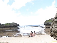 Naughty Rei Aoki Has A Wild Threesome At The Beach