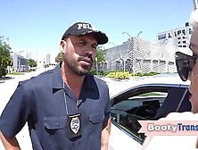 Big Booty Trans Babe Getting Frisked And Then Bareback Fucked By Police Officer