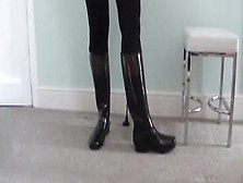 Hunters.  Dominant Riding Mistress In Her New Rubber Hunter Boots