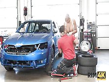 Rim4K Car Mechanics Anus Is Tongued By A Sexy Short-Haired Beauty