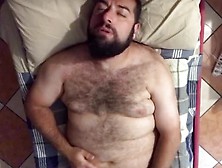 Big Hairy Bearded Bear Horny On The Bed Solo Jerk Off Moaning A Lot.  Orgasm Face.  Beautiful Agony