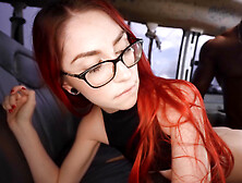 Nerdy Redhead Girl Sucks A Black Cock And Enjoys Fucking