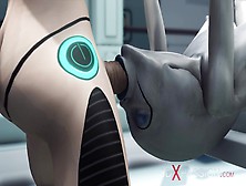 Alien Lesbian Sex In Sci-Fi Lab.  Female Android Plays With An Alien