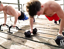 Lane & Archie Flex Their Muscular Body On Each Other Until Their Dicks Get Hard - Sean Cody