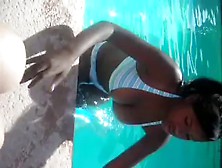 Black Bikini Teen With Big Tits In Pool