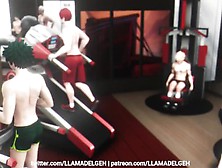 Hero's Workout - Foursome: Midoriya Bakugo Ida Todoroki - My Hero Academia 3D Animation Parody